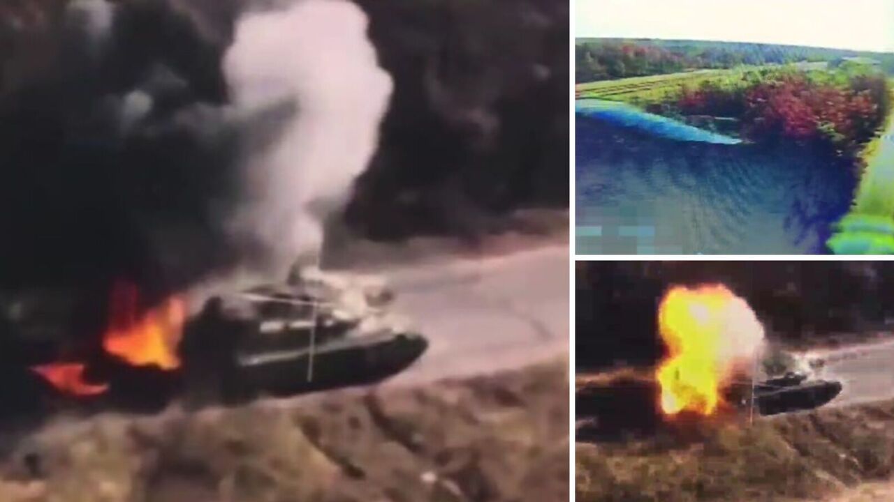 Dron kamikadze zadziałał: pojawiło się żywe wideo zniszczenia T-90, który Miedwiediew nazwał "najlepszym czołgiem na świecie"