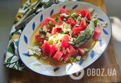 Watermelon and bryndza salad that is very tasty and unusual