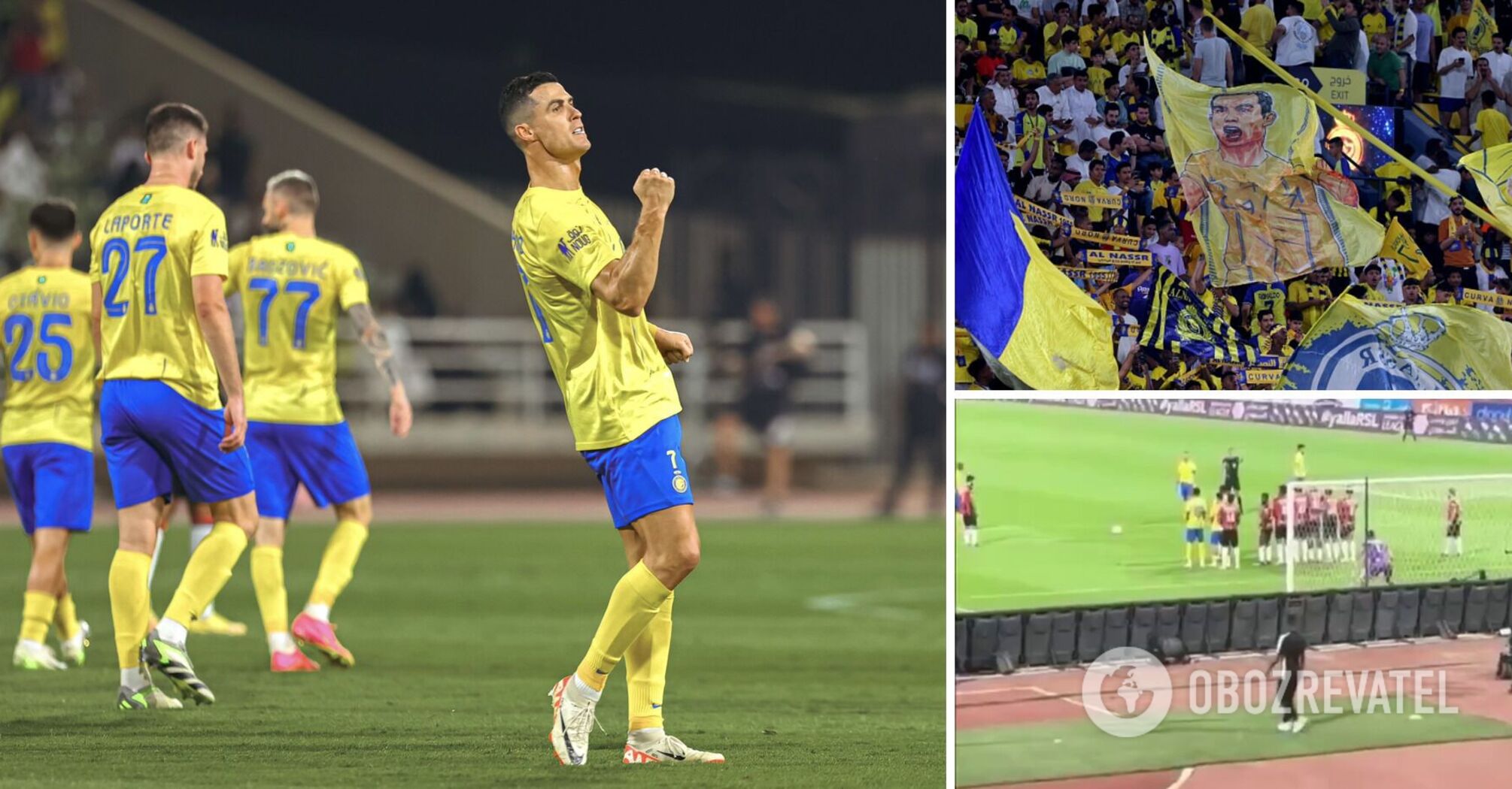 Cristiano Ronaldo freekick hit cameraman on the head