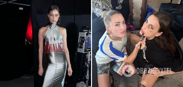 Russian woman Irina Shayk disgraced herself at a fashion show with a black eye. Scandalous photos