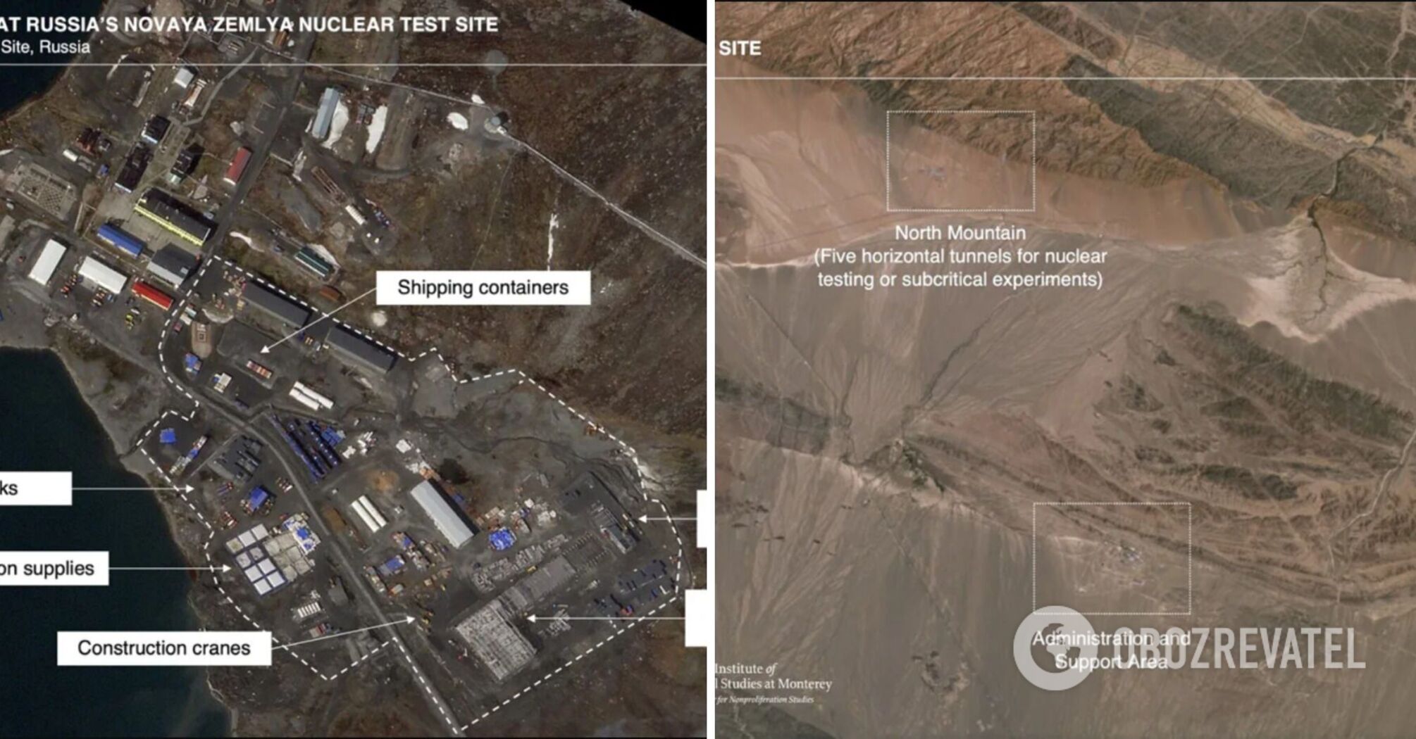 New facilities and tunnels: Russia, the US, and China are actively building nuclear test sites. Satellite photos
