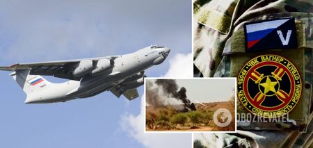 Wojskowy samolot transportowy Ił-76, który mógł być używany przez ludzi Wagnera, rozbił się w Mali. Zdjęcie.