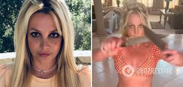 Britney Spears w bikini tańczy nago z nożami i straszy psy. Wideo