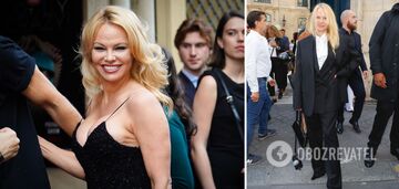 56-letnia Pamela Anderson pojawiła się na Paris Fashion Week bez makijażu i zachwyciła publiczność. Zdjęcie.