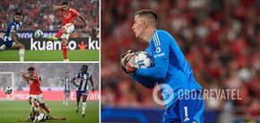 Ukrainian Trubin among the top-2 best players of the Portuguese El Clasico: he helped Benfica win. Video