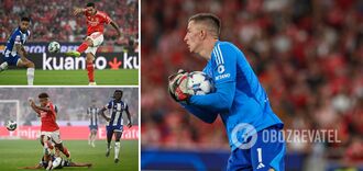 Ukrainiec Trubin został jednym z 2 najlepszych zawodników portugalskiego El Clasico i pomógł Benfice wygrać. Wideo