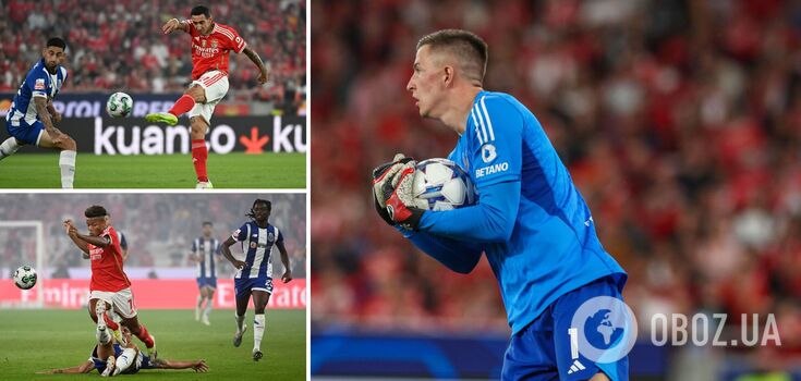 Ukrainiec Trubin został jednym z 2 najlepszych zawodników portugalskiego El Clasico i pomógł Benfice wygrać. Wideo