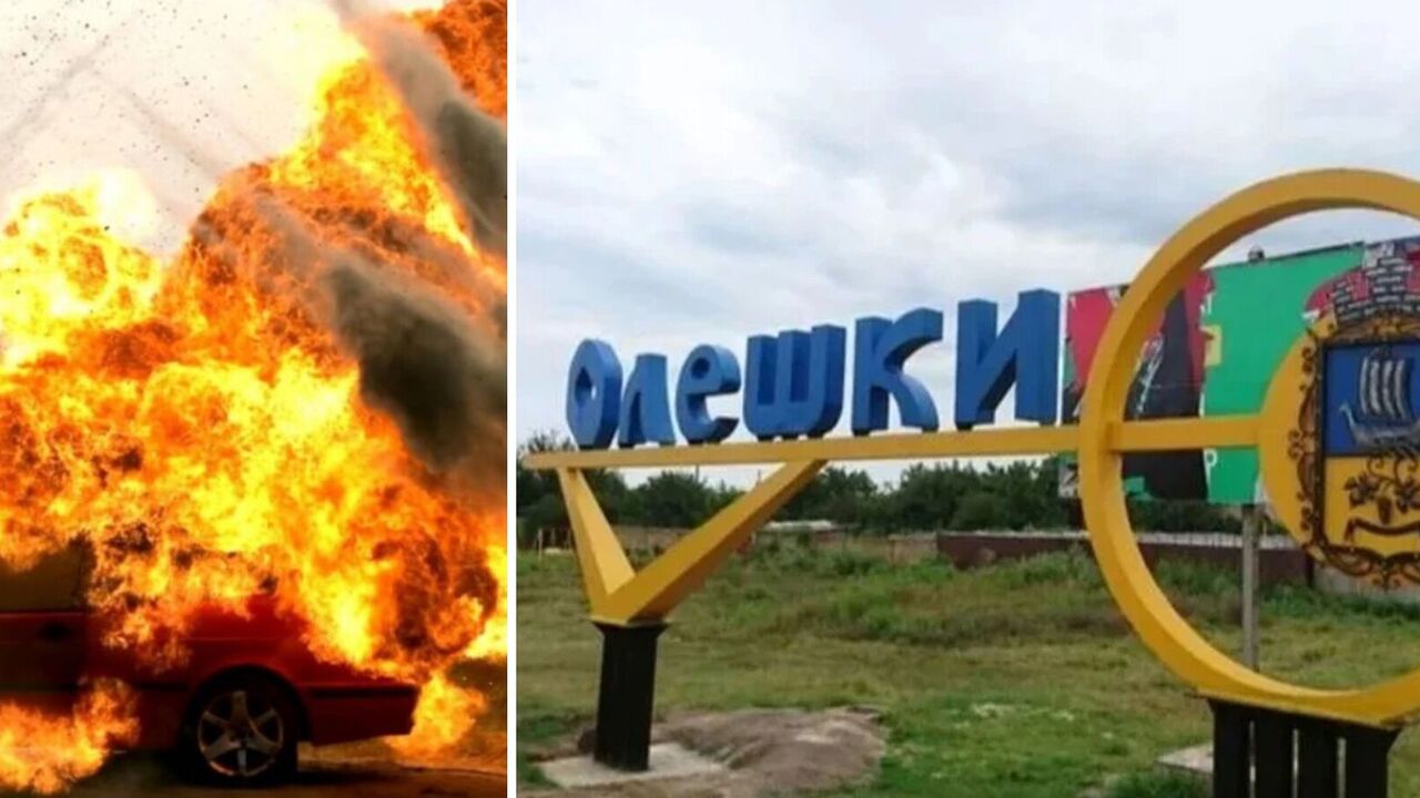 A car with occupants blown up in Oleshky, Kherson region: a FSB worker eliminated. Video