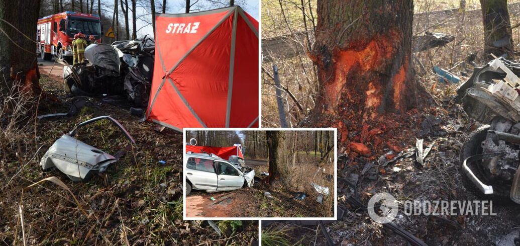 Wypadek z udziałem dwóch Audi w Polsce, w którym zginęło trzech Ukraińców. Zdjęcie