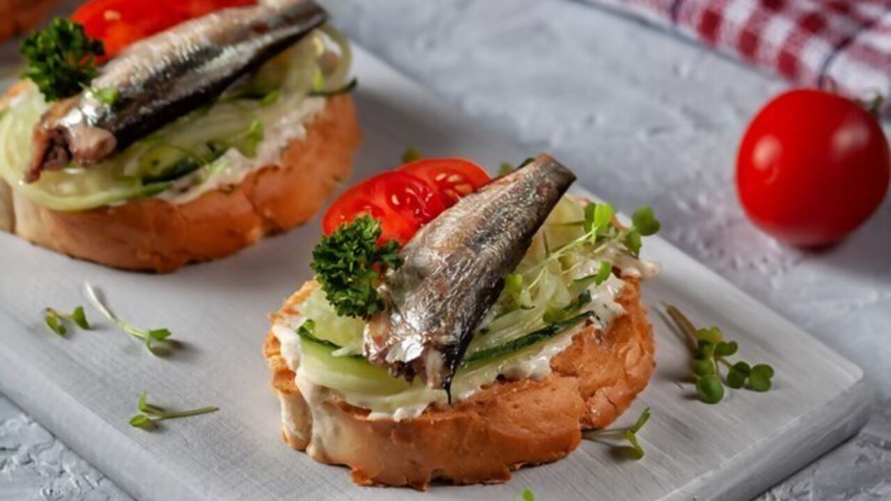 Delicious sandwiches with sprats