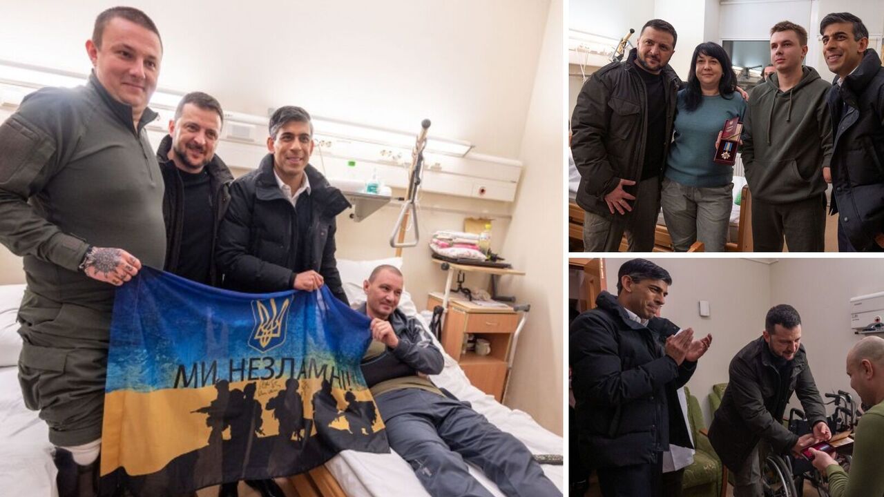 Zelenskyy and Sunak visited Ukrainian military in a Kyiv medical center. Photos