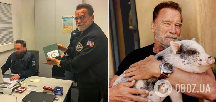 Arnold Schwarzenegger reacted to the incident at Munich airport and a fine of 35 thousand euros with a strange photo with a pig