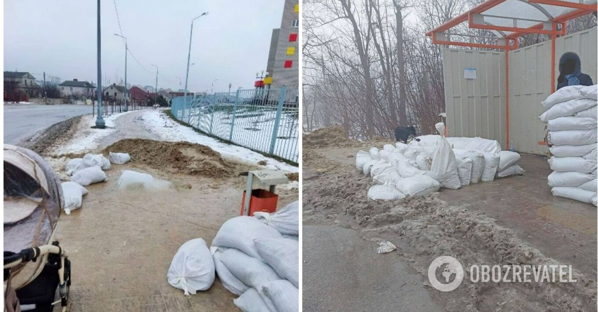 "Shelter stops" made of sand bags collapse in Belgorod a few days after installation. Photos