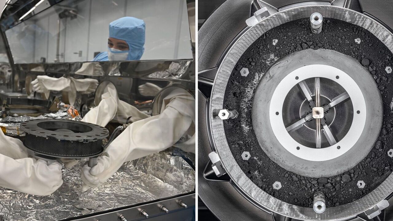 NASA shows what is inside the Bennu asteroid sample container for the first time. Photos