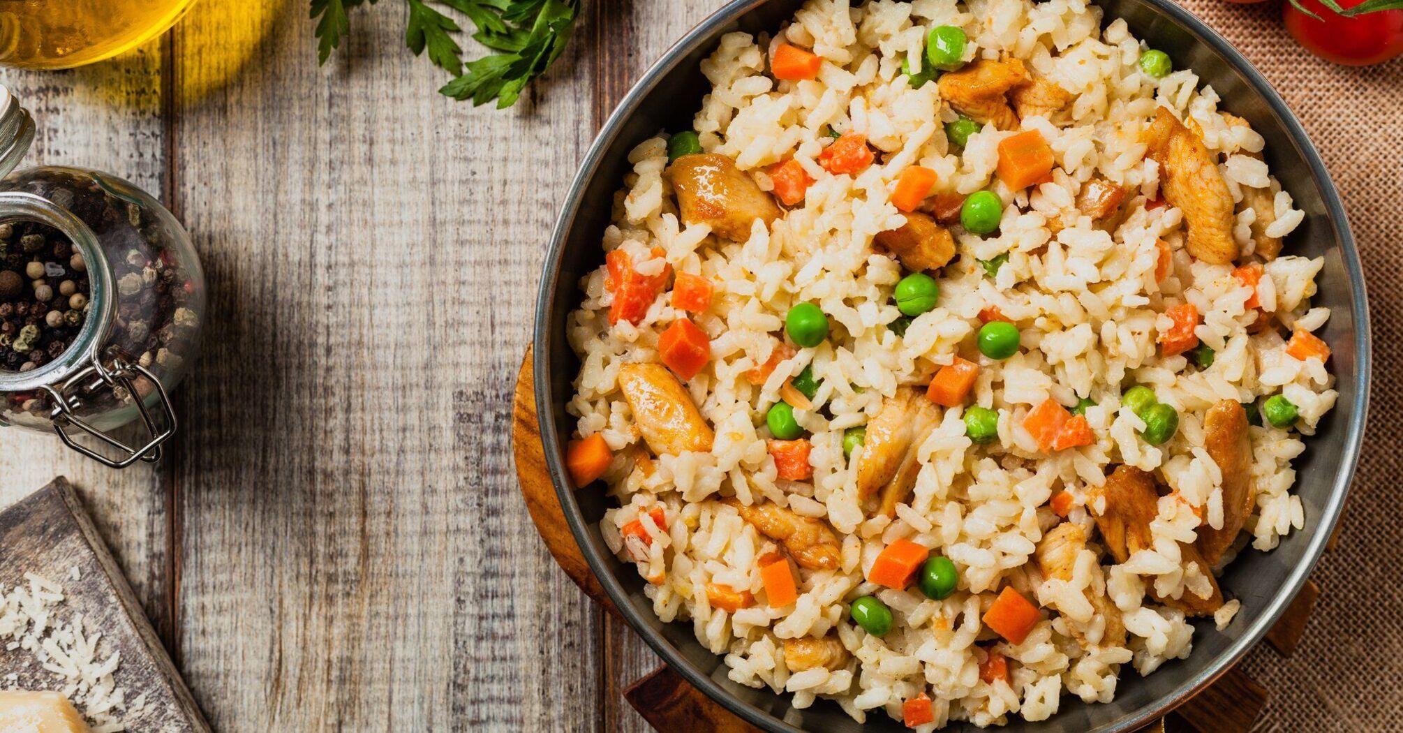 Pilaf in a frying pan
