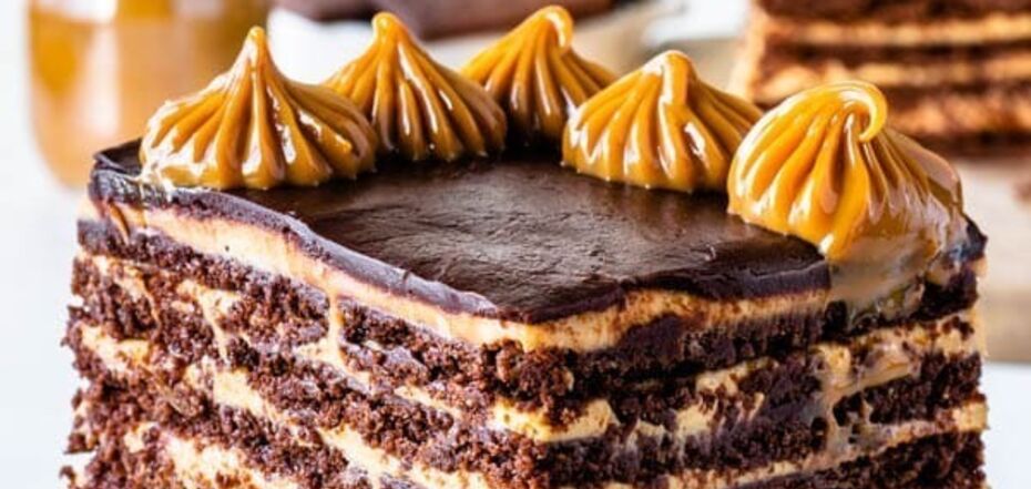 Cake with chocolate icing