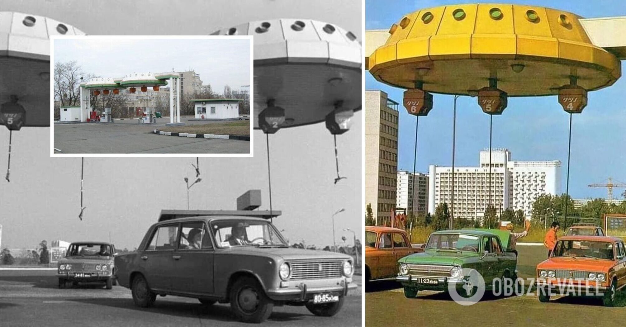 One of the gas stations has survived to this day