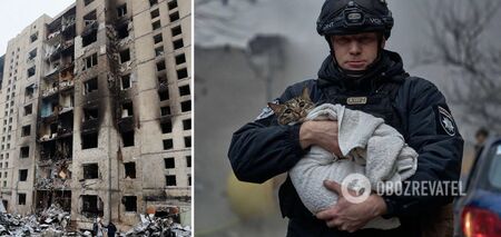 A policeman rescued a cat