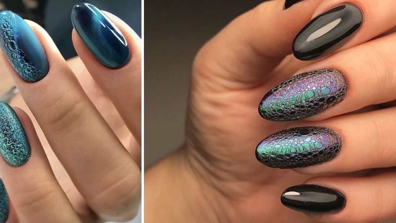 Snakeskin nails are an unexpected choice for winter. 10 bubble manicure ideas that you will want to repeat