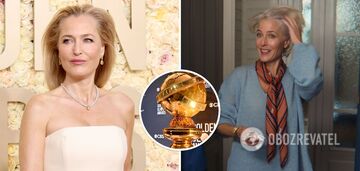 "Sex Education" star Gillian Anderson wore a dress with embroidered vaginas to the 2024 Golden Globes