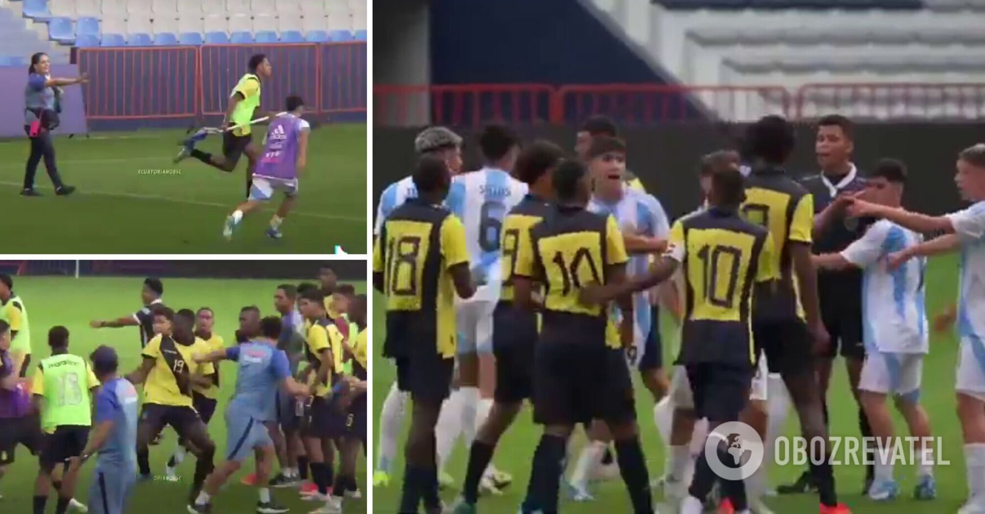 Grabbing the throat and hitting the knees. Argentine national team players turned a match against the Ecuador U-15 team into a mass brawl. Video