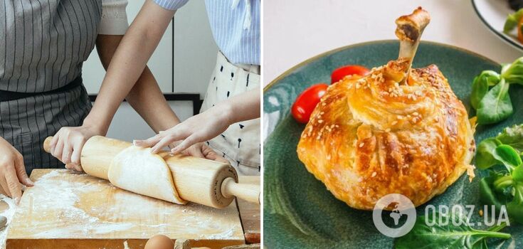Chicken thighs in dough: how to serve meat for a festive table in an unusual way