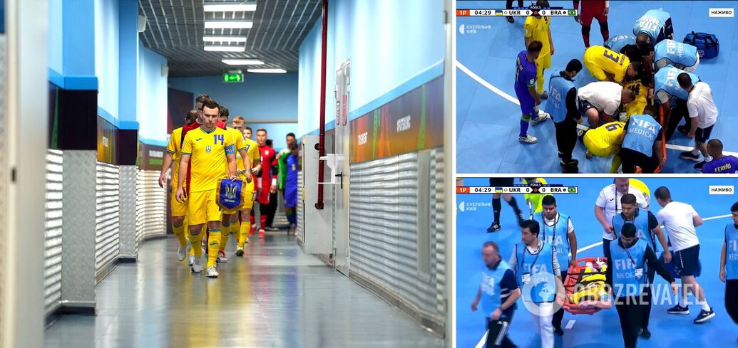 The leader of the Ukrainian national team was taken off the field on a stretcher and hospitalized during the semifinals of the Futsal World Cup. Video