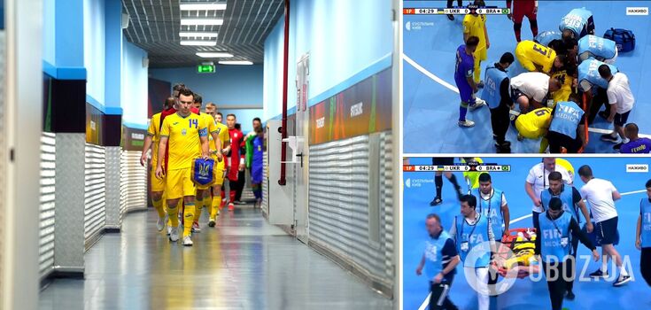 The leader of the Ukrainian national team was taken off the field on a stretcher and hospitalized during the semifinals of the Futsal World Cup. Video