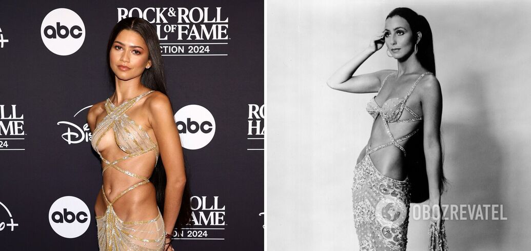 Zendaya repeated the iconic look of Cher from the 70s. Photo comparison