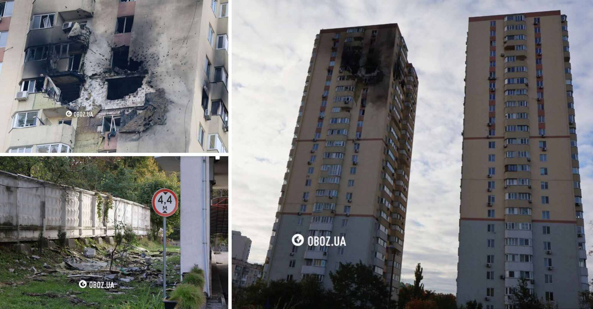 Ogromna dziura zamiast okna i przerażające ślady ognia: konsekwencje ataku rosyjskiego drona na budynek mieszkalny w Kijowie. Zdjęcia i wideo