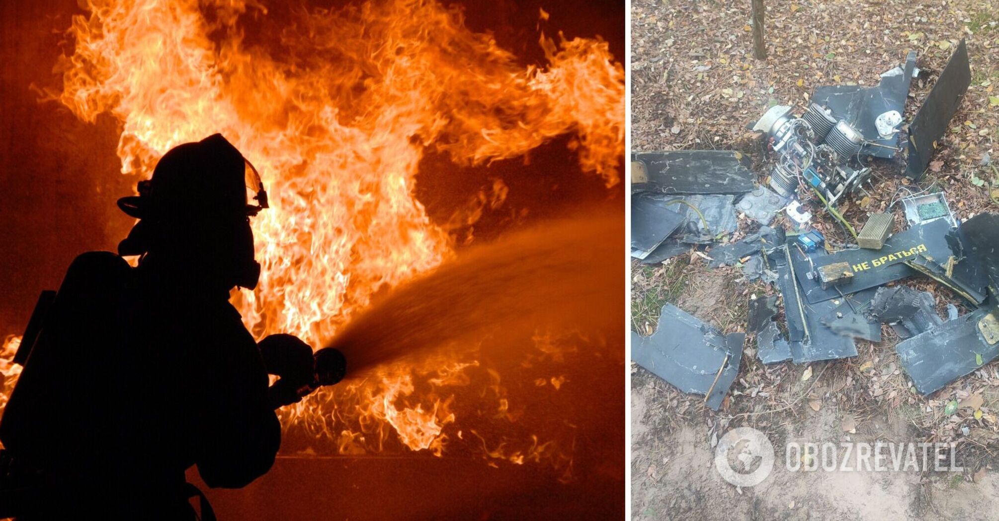 Drone wreckage falls near infrastructure facility in Cherkasy region, causing a fire