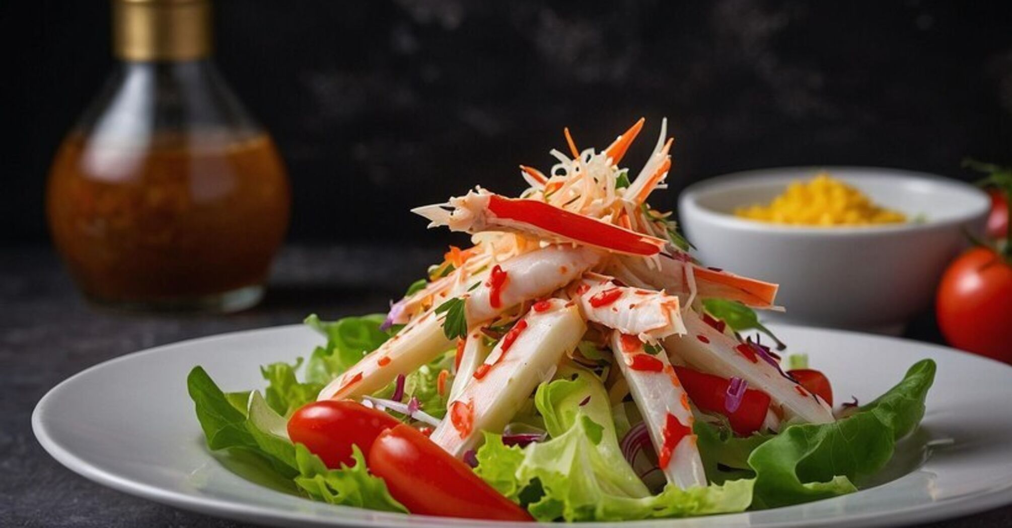 An elementary salad with crab sticks in 5 minutes: seasoned with mayonnaise