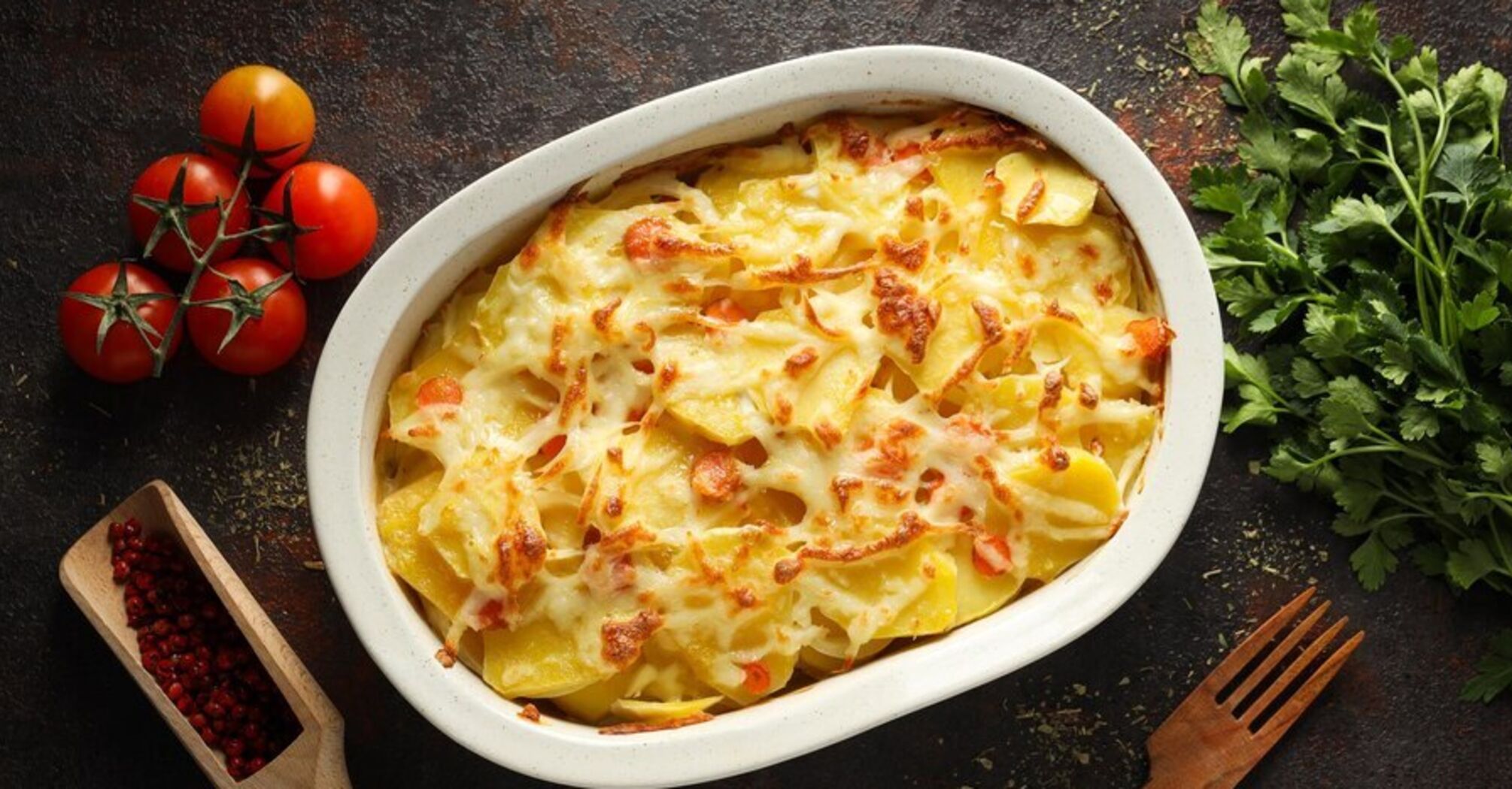 Hearty potato casserole with cheese for lunch: quick to prepare and very budget-friendly