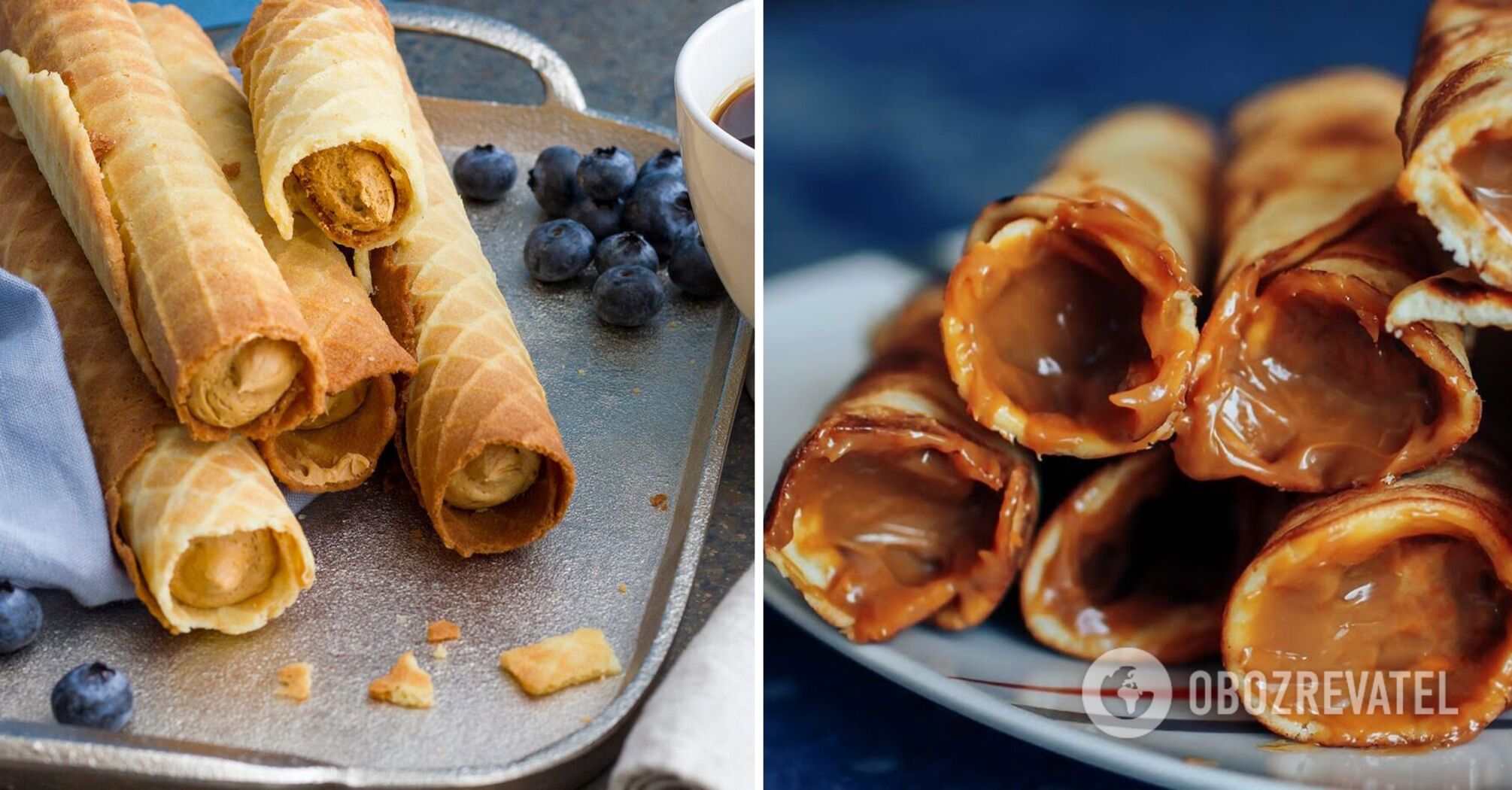 Crispy tubes with condensed milk in a pan: when there is no waffle iron at hand