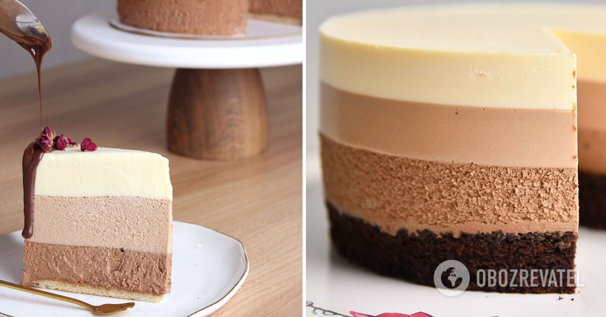 How to make a trendy no-bake cheesecake "Three Chocolates": a dessert recipe for tea