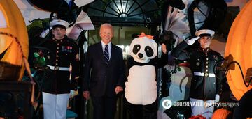 The First Lady of the United States appeared in a panda costume: a traditional Halloween party was held in front of the White House. Photo