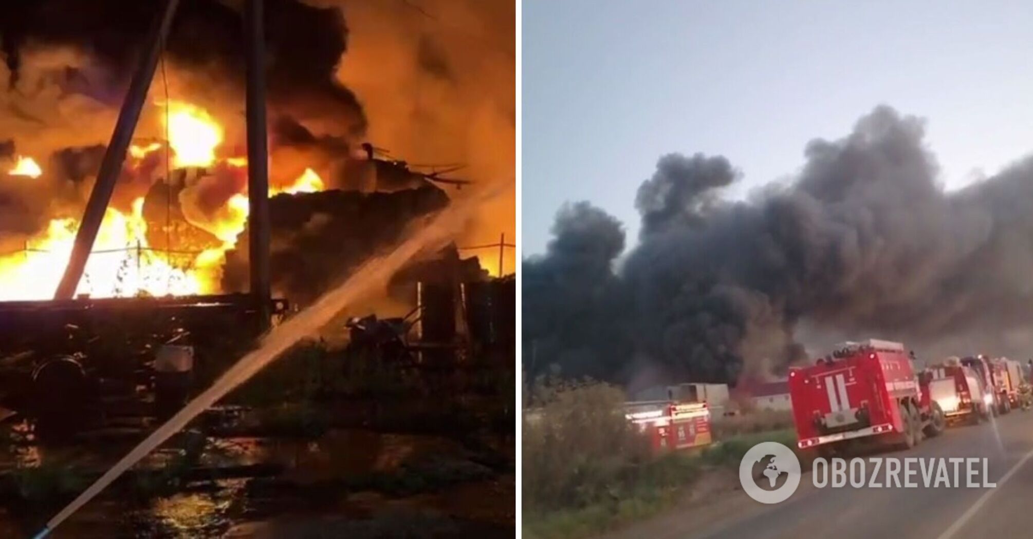 Powerful fire breaks out at oil depot in Russia's Perm region: black smoke can be seen from miles away. Video