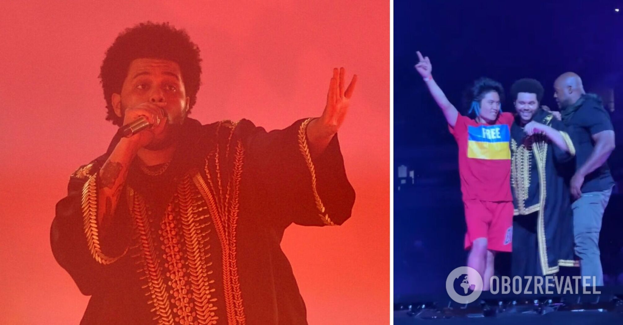 An activist wearing a "Free Ukraine" T-shirt ran into The Weeknd during a concert: the singer was scared but did not leave. Video