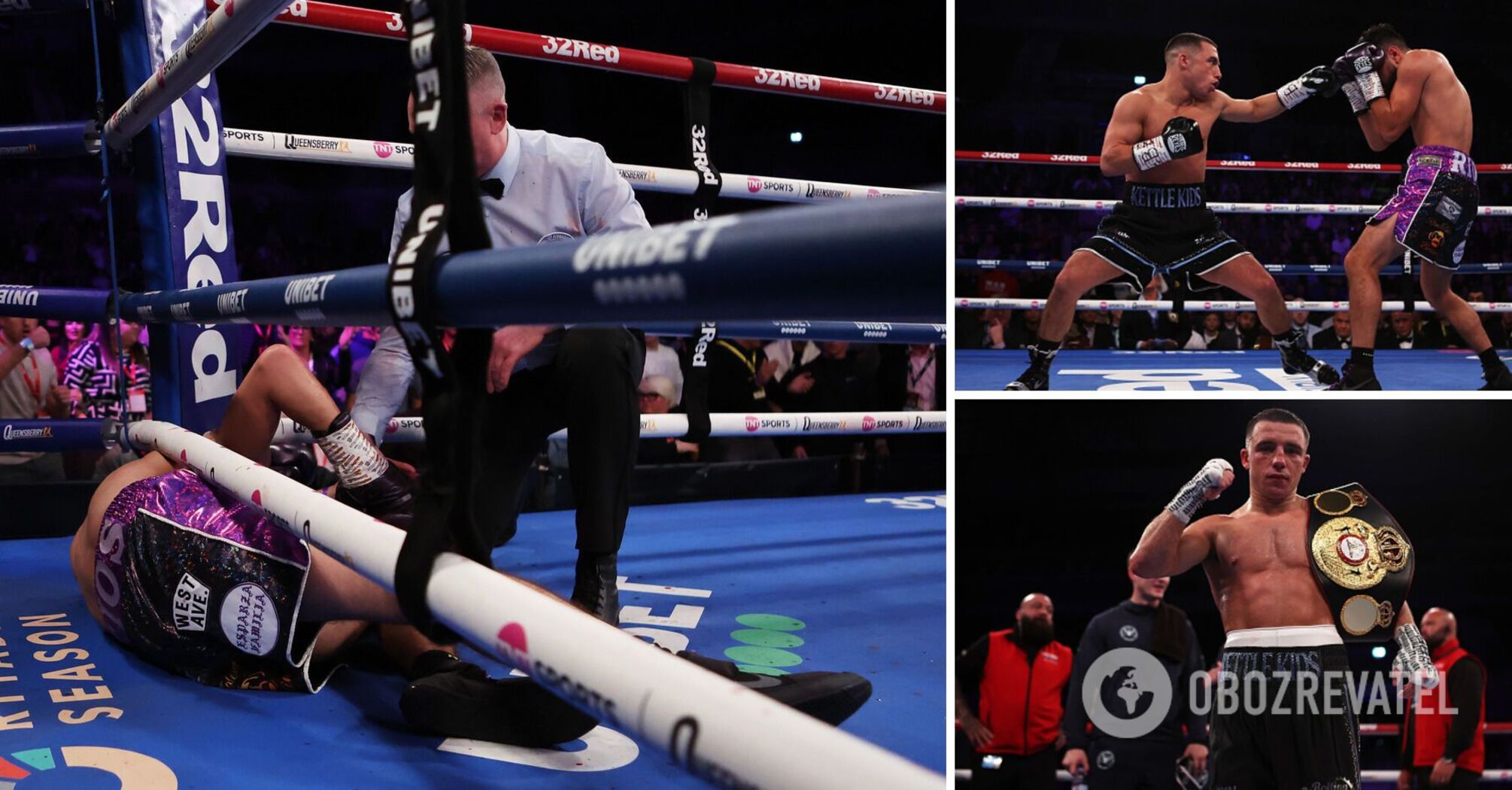 The undefeated champion threw his opponent over the ropes by knockout. Video