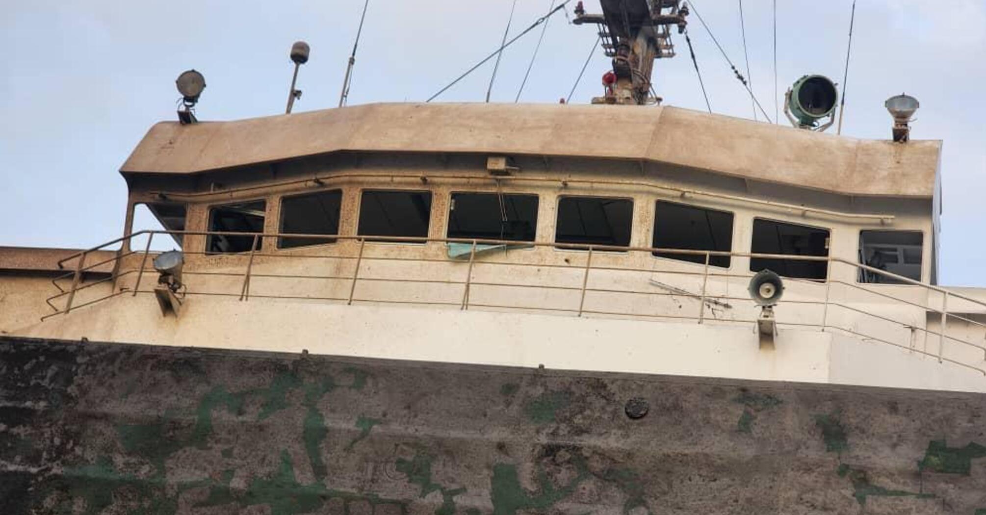 Russian shelling damaged a civilian ship