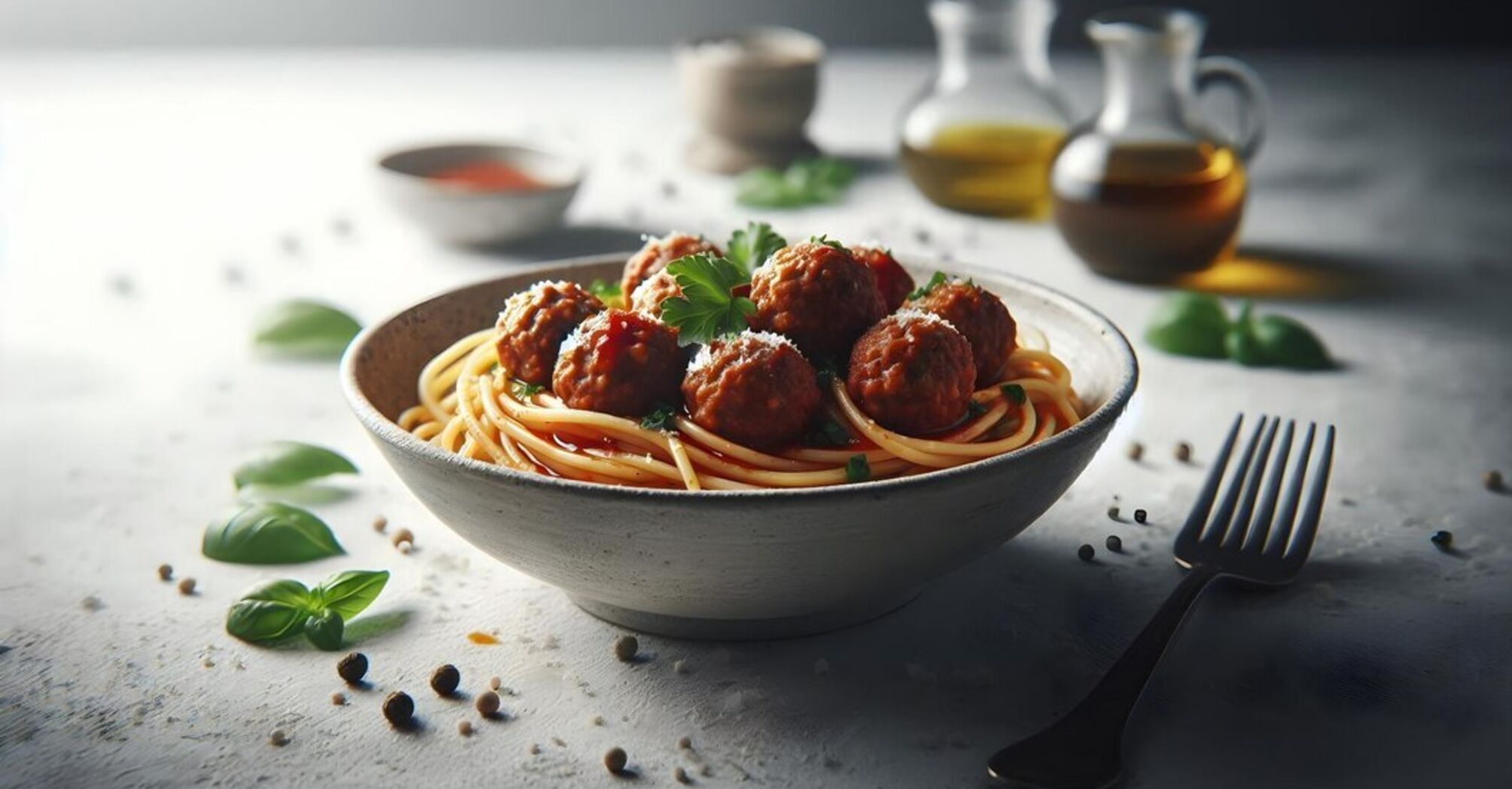 A new way to cook pasta for lunch: just add meatballs instead of regular meat