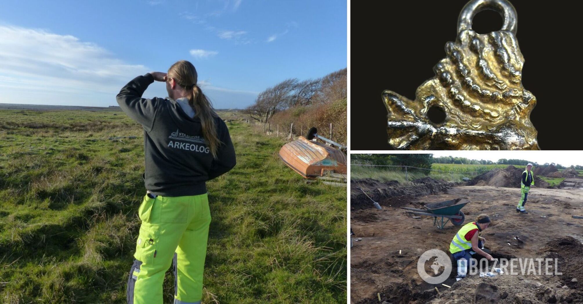A 1,200-year-old Viking cemetery with burials on "stone ships" was found in Sweden. Photo