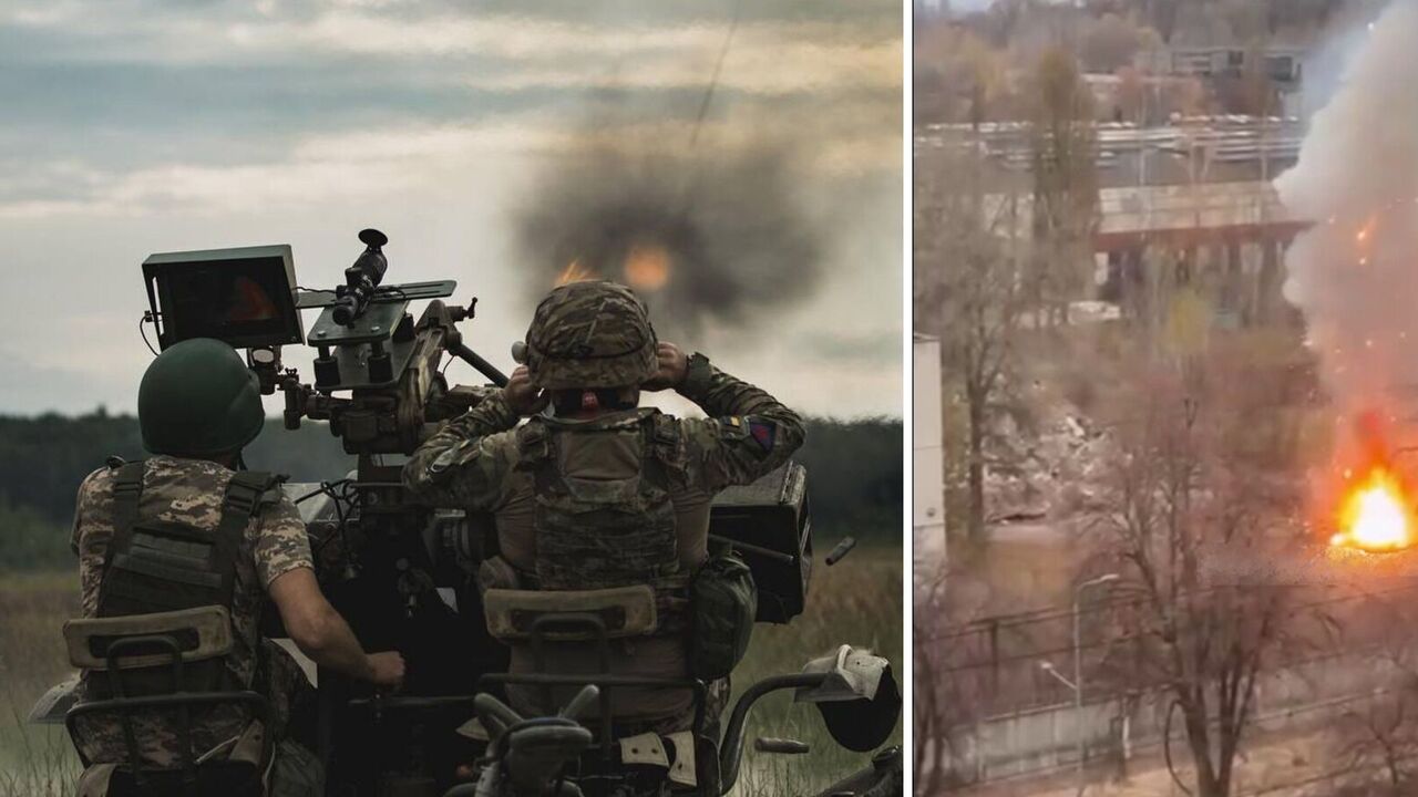 It fell, caught fire, and started exploding: a Shahed was shot down near Kyiv during a Russian attack. Photos and videos