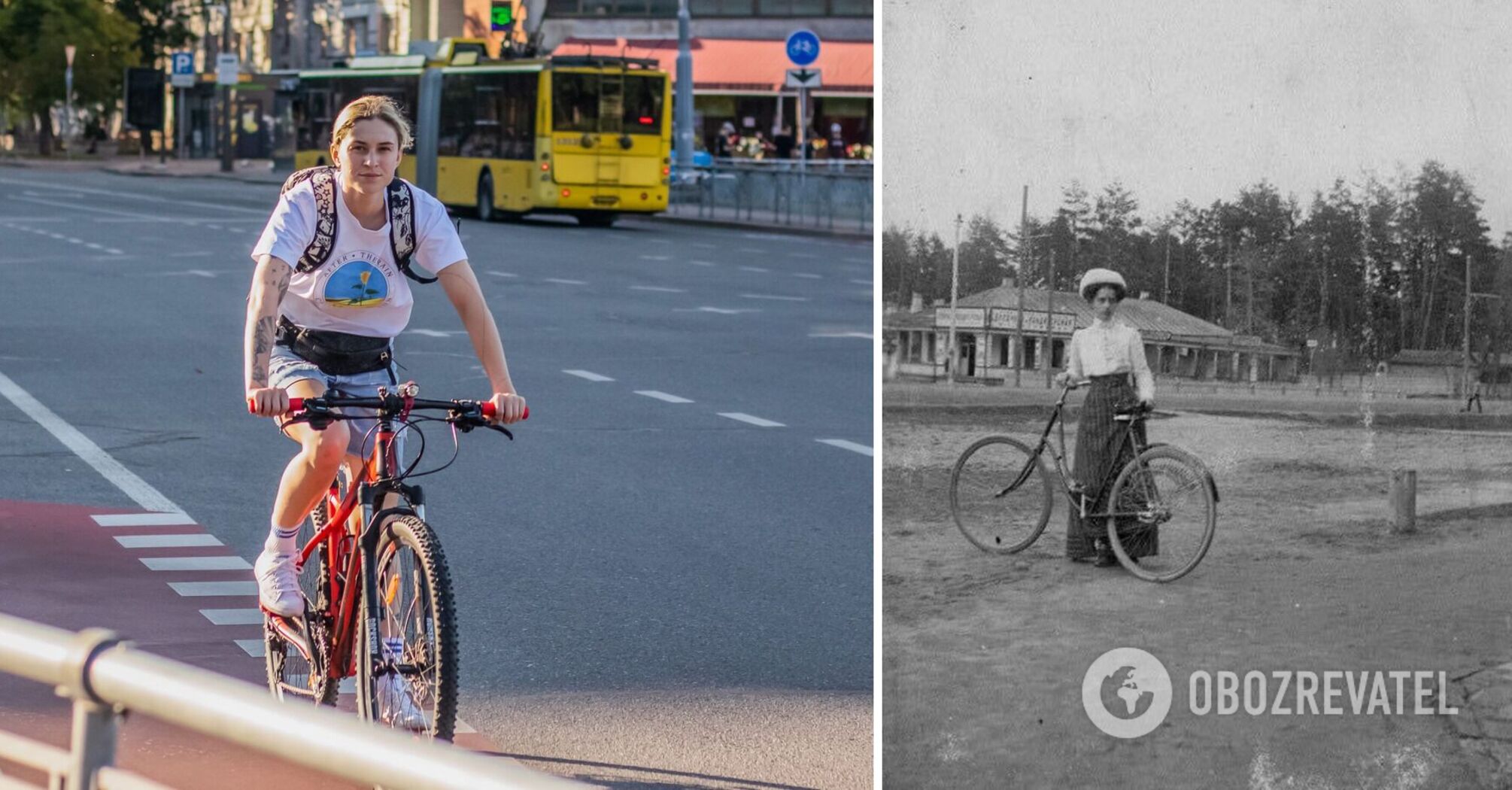 The network showed what one of the first cyclists in Kyiv looked like in 1910. Archive photo