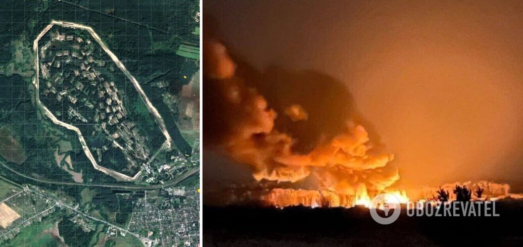 Powerful explosion and subsequent fire reported in the Russian city of Karachev as ammunition warehouse comes under attack. Video