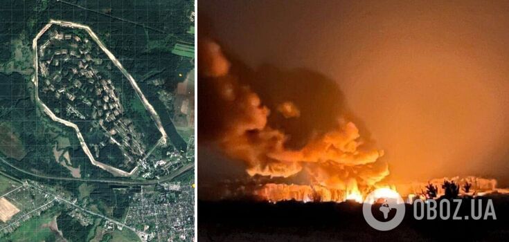 Powerful explosion and subsequent fire reported in the Russian city of Karachev as ammunition warehouse comes under attack. Video