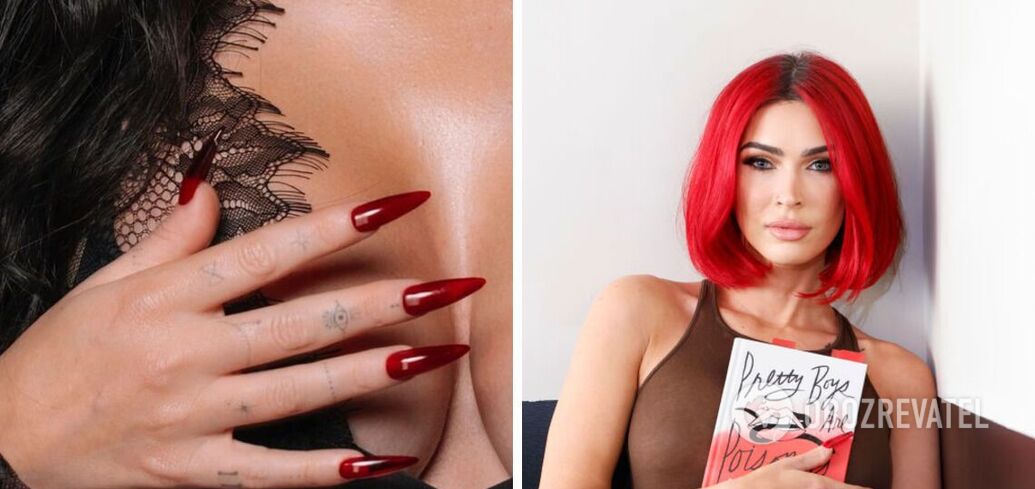 Bold and festive: Megan Fox showed a trendy manicure