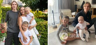 Kateryna Osadcha showed a rare photo with three sons: the eldest is a copy of his mother