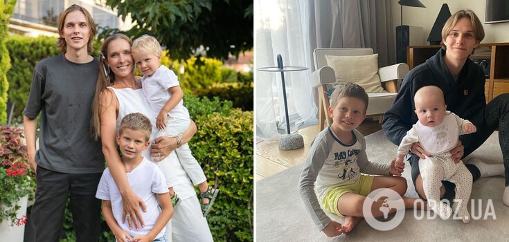 Kateryna Osadcha showed a rare photo with three sons: the eldest is a copy of his mother