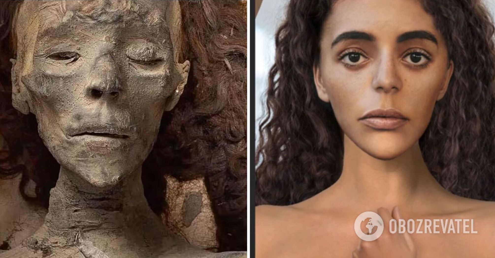 A beautiful woman with a heart-shaped mouth: scientists 'revived' the mummy of Tutankhamun's grandmother. Photo.